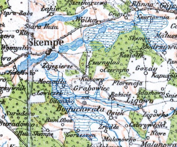 51.2.Na mapie z 1916r. dawniejsze jeziora.jpg